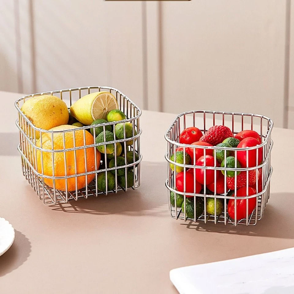 Cesta de drenaje cesta de frutas cesta de metal cesta de almacenamiento de cocina organizador de artículos diversos Foto 3 de 4