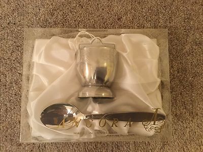 Angora Vintage Edelstahl Eierbecher und Löffel, verpackt - brandneu