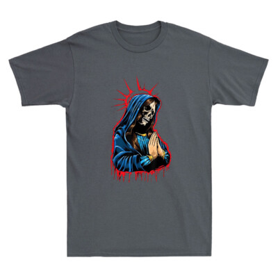 Day Of The Dead Praying La Calavera Catrina, Santa Muerte Vintage Men's T-Shirt