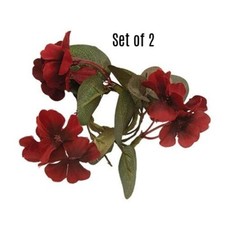New Primitive RED GERANIUM TAPER CANDLE RING Mini Wreath 1.5"