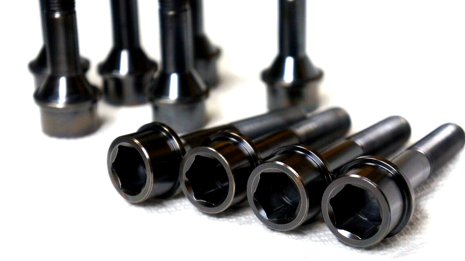 10x set Black 72mm Ferrari Titanium Wheel Bolts for spacers 20mm