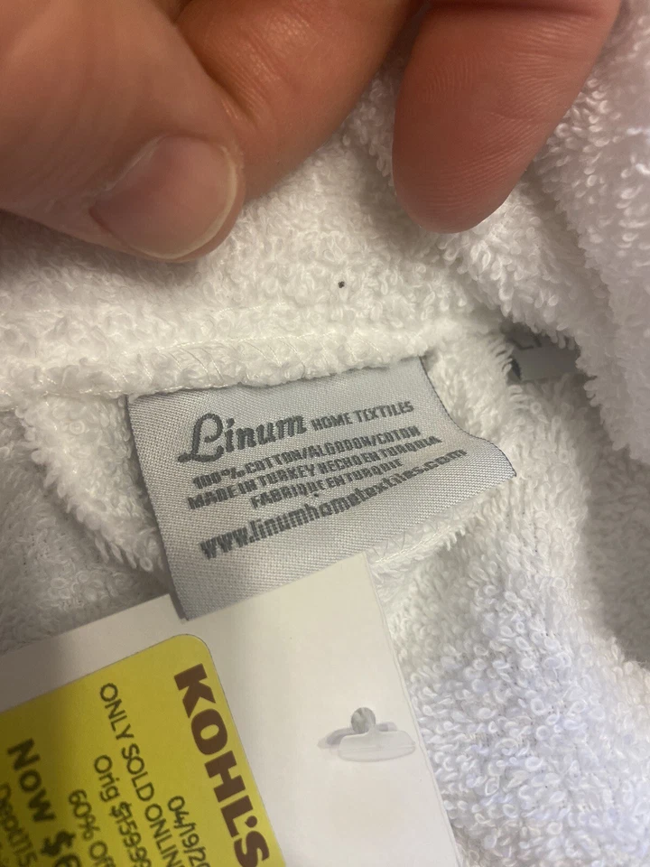 Albornoz Linum Textiles Algodón Blanco Bordado L/XL Mr. Nex con Etiquetas Foto 3 de 4