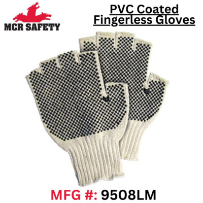 Fingerless PVC Dotted String Knit Gloves (MCR - 9508LM) - Large - 1 Pair