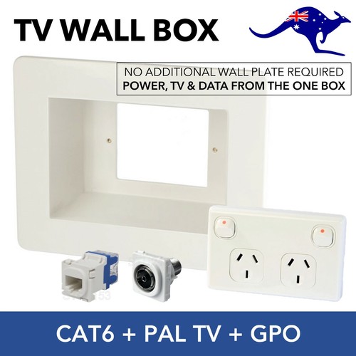 Recessed Power Point Wall Box Plate + Double Power Point + CAT6 & PAL ...