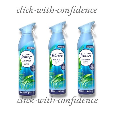 3 x Febreze Air Mist Ocean Escape 2 in 1 bekämpft Geruch & Frische 185ml
