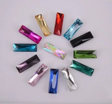 100 Pcs Color Glass Crystal Rectangle Rhinestone Jewels Faceted