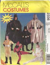 MCCALLS COSTUMES 2336 CHILD'S SZ 10-12 SUPER HERO OUTFITS SEWING PATTERN 1999