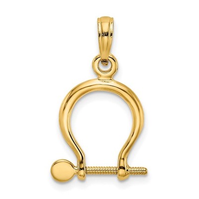 14k Gelbgold 3-D kleiner Schäkel Glieder Schraube Anhänger