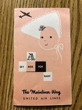 Vintage MCM Travel United Airlines A Sky Ride for Baby Brochure 1950s Flying