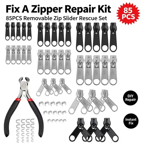 85PCS Fix A Zipper Repair Kit Removable Zip Slider Replacement with Repair Plier - product listing photo
