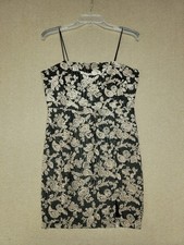 NWT~FOREVER21~Mini Dress LARGE Bodycon Strap Black Tan Knit Stretch Cocktail