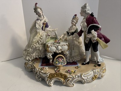 LARGE german unterweissbach marked porcelain group statue concert Piano