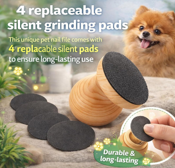 Lima de uñas silenciosa Pawsmooth para perros, lima de uñas para perros con disco de archivo reemplazable de 4 piezas