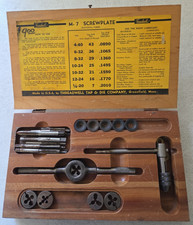 **** VINTAGE Threadwell M-7 Screwplate Tap and Die Set W/Wooden case MADE IN USA