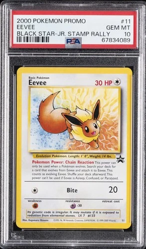 2000 POKEMON PROMO BLACK STAR JR. STAMP RALLY #11 EEVEE PSA 10