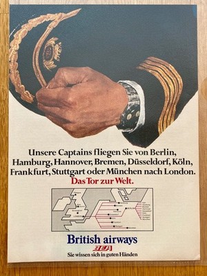 BEA British Airways Pilot Captain Chronograph 1973 Vintage Ad Werbung Reklame