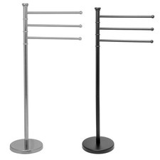 Freestanding Towel Rack 87cm Stainless Steel Stand 3 Swivel Arms Weighted Base
