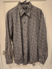 Versace Classic Mens Logo Button Up Dress Shirt XL 44 17.5 Long Sleeve Grey