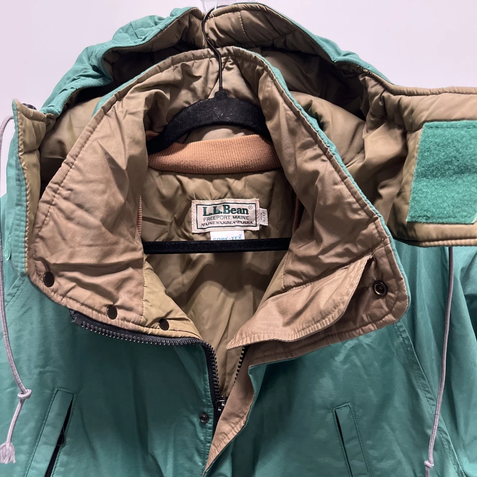 Vintage LL Bean Maine Warden Parka Coat Green Large Tall GoreTex Down Jacket USA - Image 2 of 4