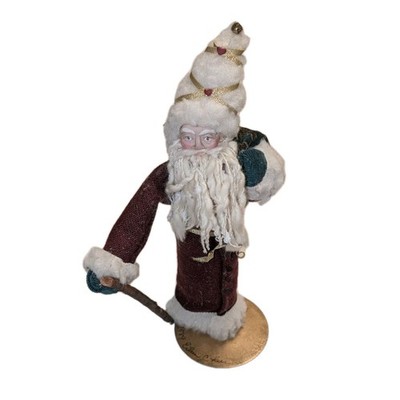 Signed 1989 Eileen C Lee Primitive Folk Art Santa Claus Figure Handmade 9.5 