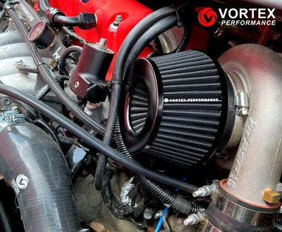 VORTEX Short Cone Air Filter Adjustable 3 3.5 4 inch High Flow small slim BLACK