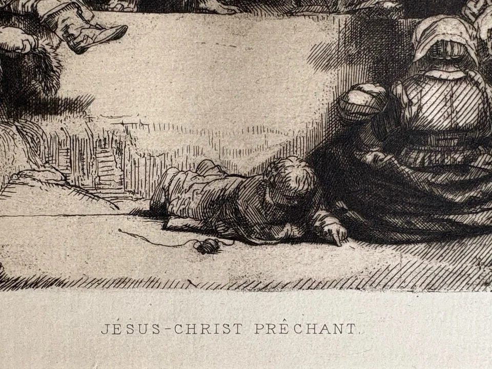 Rembrandt Gravure Eau Forte Etching Jesus Christ Prêchant Apôtres - Photo 4/4