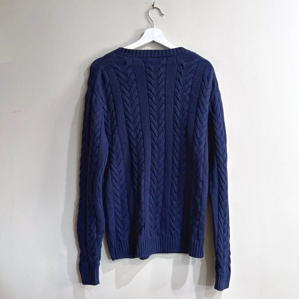 Vineyard Vines Men’s M Navy Wool Cashmere Cable Knit Sweater Pullover - Image 2 of 4