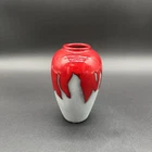Vintage Frankoma Pottery Bud Vase Red Drip Glaze Studio Art Pottery 5.5" Texas