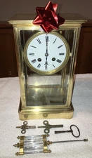 1910’s Antique French Crystal Regulator Mantel Clock Working Correctly Marti