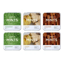 SIMPLY MINTS Natural Breath Mint Sampler, 6 Pack (180 Pieces), Made with Pepperm