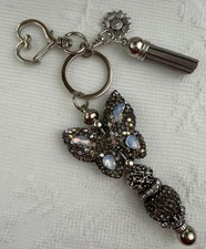 Hand made beaded key chain/Bag charm Bling. Butterfly. Gifts. Basket filler.
