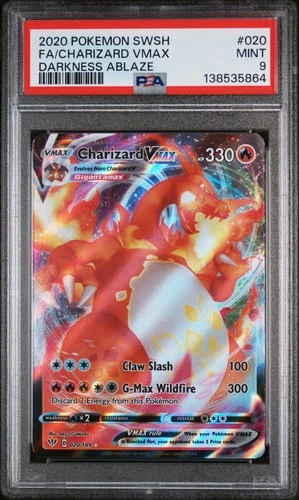 2020 POKEMON SWORD & SHIELD DARKNESS ABLAZE #020 FULL ART/CHARIZARD VMAX PSA 9