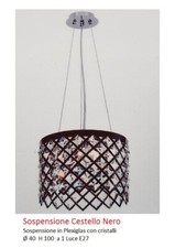 LAMPADARIO IN PLEXIGLAS FORMA A CESTELLO CON CRISTALLI