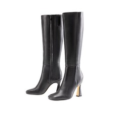 Women Knee-High Boots Square Toe Kitten Heel Side Zipper Fashion Boots