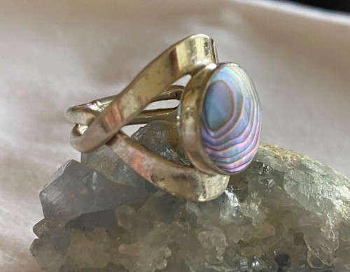 Anillo de plata de ley 925 y redondo ABALÓN talla 6,75 - Imagen 9 de 9