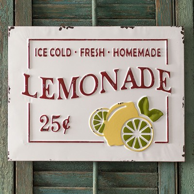 Lemonade Sign Metal Vintage Retro Style Summer Kitchen Wall Decor