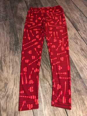 Lularoe Red Hearts Arrows Leggings One Size OS Elastic Waist Soft Teen Youth