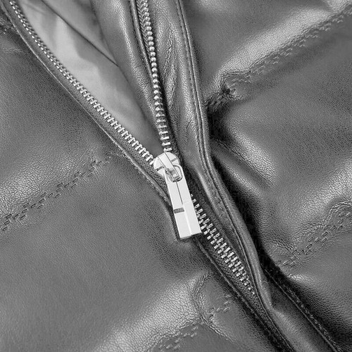 Para hombres Cuello de Soporte Cremallera Chaqueta de Cuero Prendas de abrigo tampón Pato Top LUNA - Imagen 4 de 10