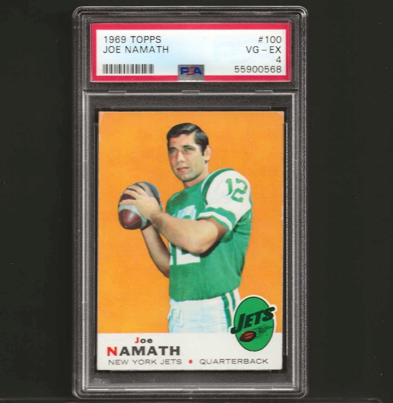 1969 Topps #100 Joe Namath Jets Vg-Ex PSA 4