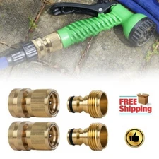 4X Garden Hose Quick Connector Brass 3/4" Thread Water Hose Adapter Female Male