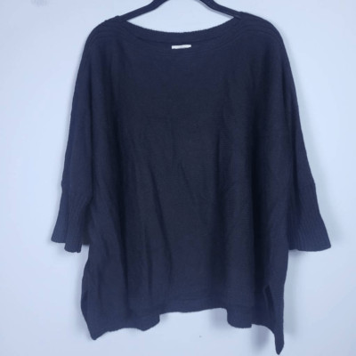 Amour Vert Animana Womens Baby Alpaca Sweater OS Black Lagenlook Quiet Luxury