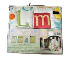 Laura Ashley Baby Comforter Quilt Owlphabet ABC Embroidered 4piece Crib Set