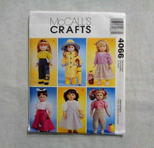 McCall's Crafts 4066 Sewing Pattern for 18" Doll 6 Different Outfits New Uncut