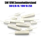 10 × 5W 10W Keramik-Zement-Leistungswiderstände mit Drahtwicklung 0,1R-1K Ohm 5%