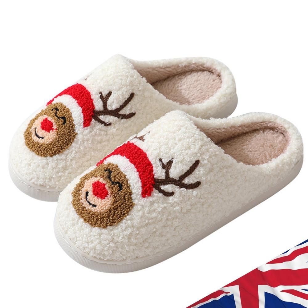 SAOLA Natale Pantofole da Interno Fuzzy Suola Spessa Alce Forniture per la Casa (40 41)