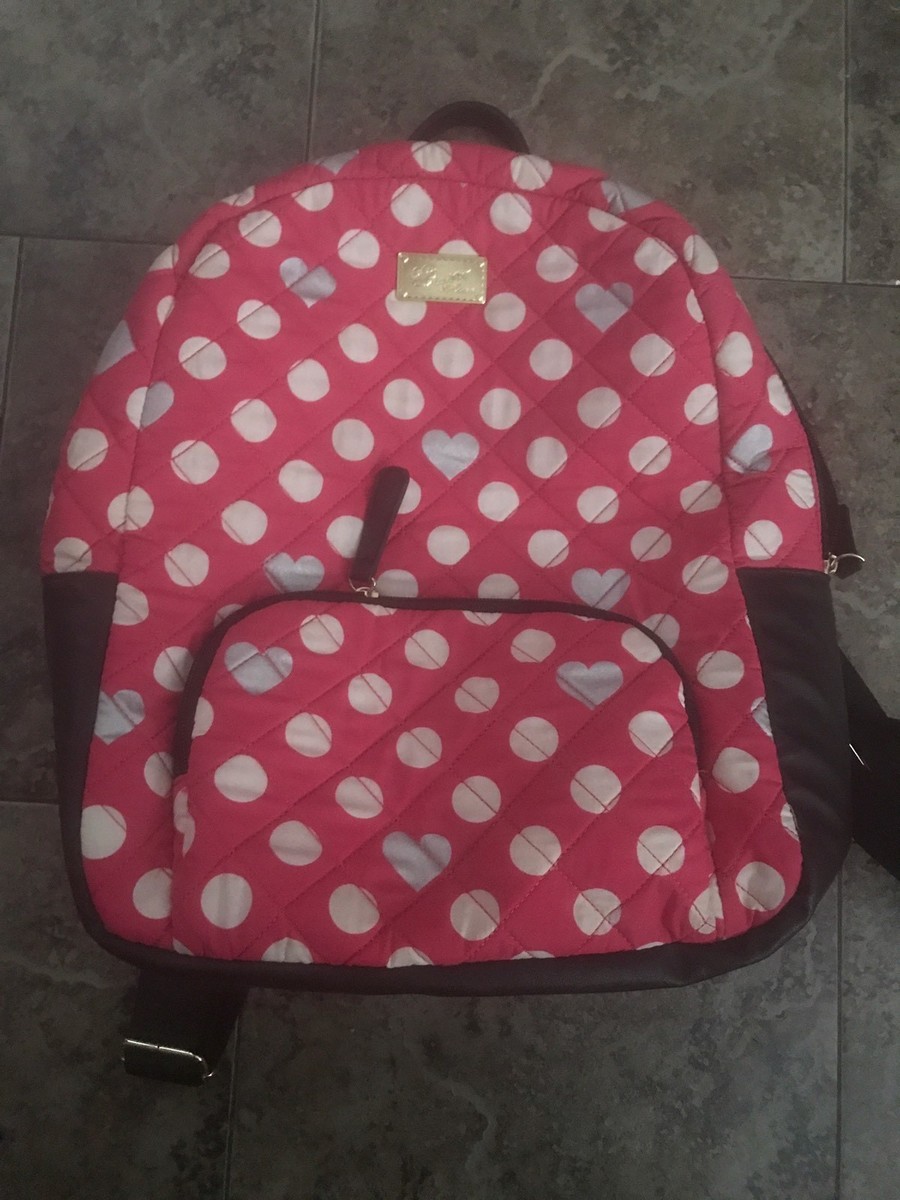 Betsey Johnson Hot Pink Polkadots Hearts Backpack | eBay display picture 1