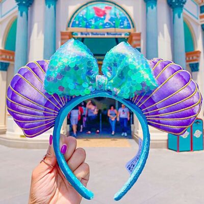Mermaid Ariel Purple Iridescent Disneyland Minnie Ear  display picture 3