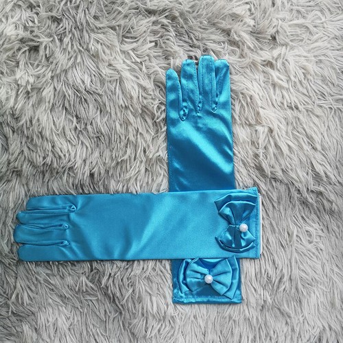 Kids Girls Long Satin Gloves Bow Mittens Party Wedding Performance Accessories ∂ - Picture 24 of 26