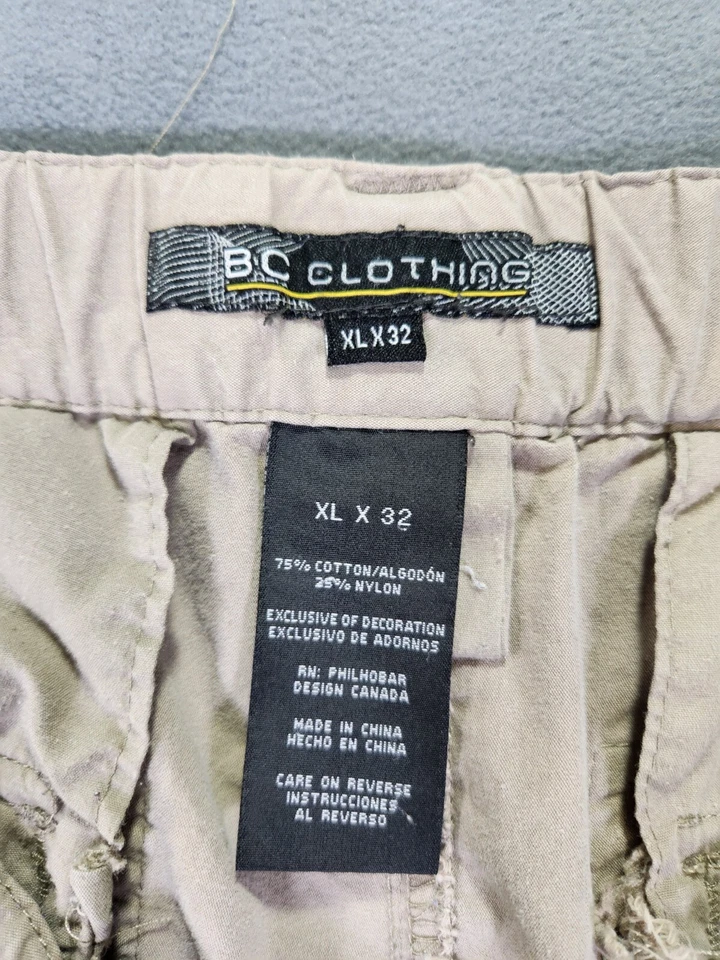 BC Clothing Convertible Zip Off Cargo Pants XL x 32 Tan Nylon Blend Hiking - Image 3 of 4