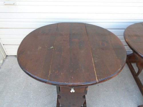Pair Ethan Allen End Tables Drop down Side 2 Regency Country Cabin ski Lodge two - Picture 8 of 18